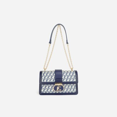 LC 克莱因蓝字母logo老花链条单肩斜挎包